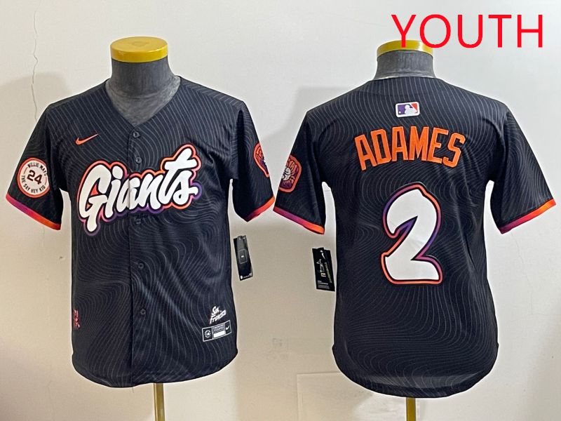 Youth San Francisco Giants #2 Adames Black Joint Name 2025 Nike MLB Jersey style 9